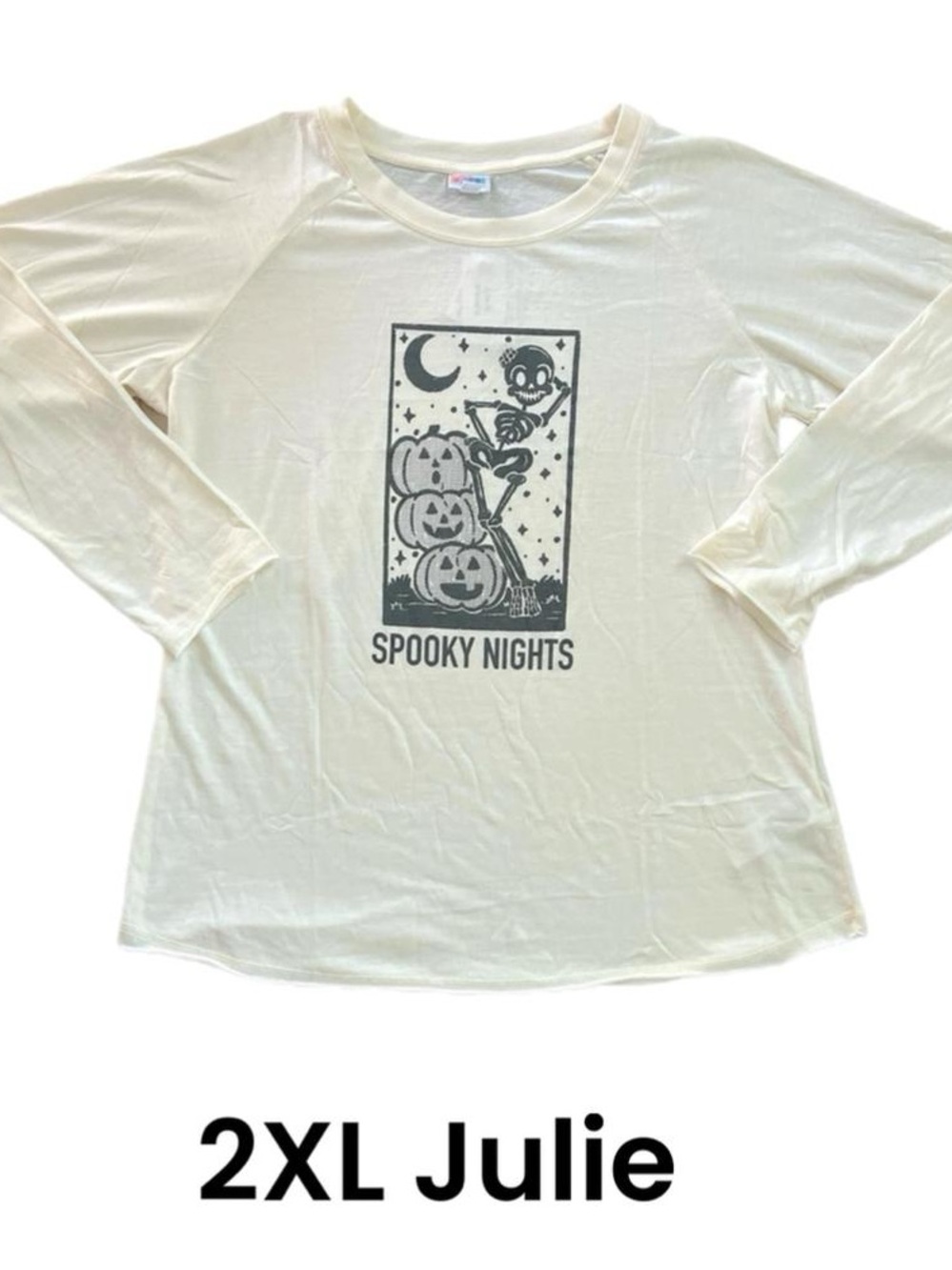 LuLaRoe Spooky Nights Long Sleeve Sleep Top - Cream